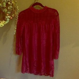 Red lace blouse